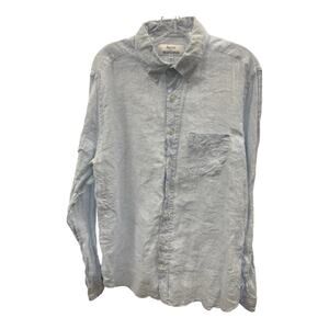 Apoint Linen XL Light Blue Long Sleeve Button Up Shirt Preppy Comfy Beach